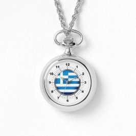 Reloj de plata con bandera de Grecia femenina
