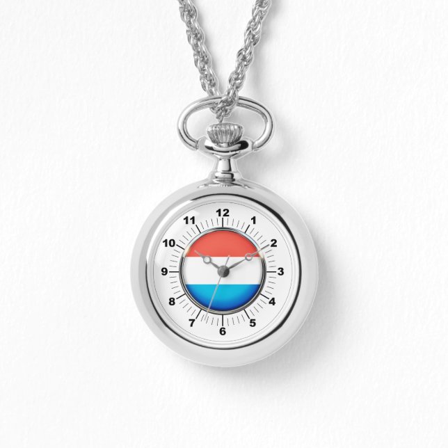 Reloj de plata con bandera de Luxemburgo para muje (Anverso)