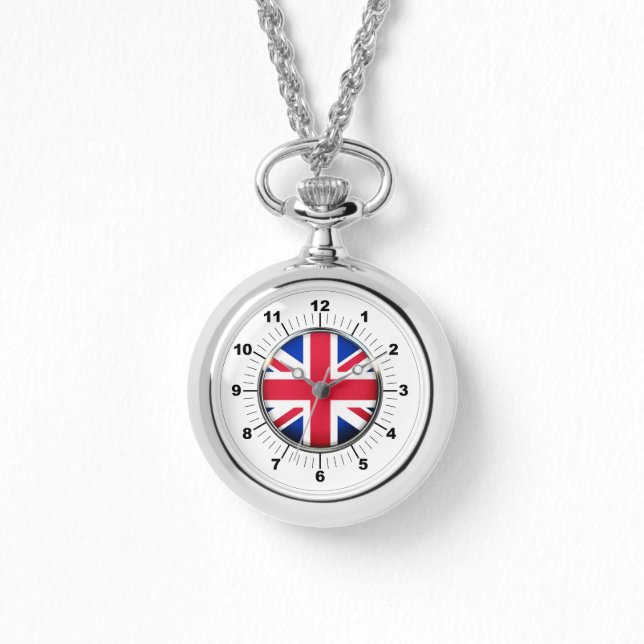 Reloj de plata con bandera del Reino Unido femenin (Anverso)