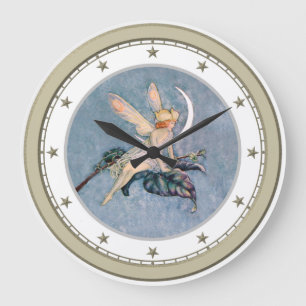 Reloj de plata de hadas de la estrella de la luna
