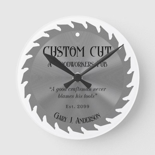 Reloj de pub de hoja de madera para carpintero (Anverso)