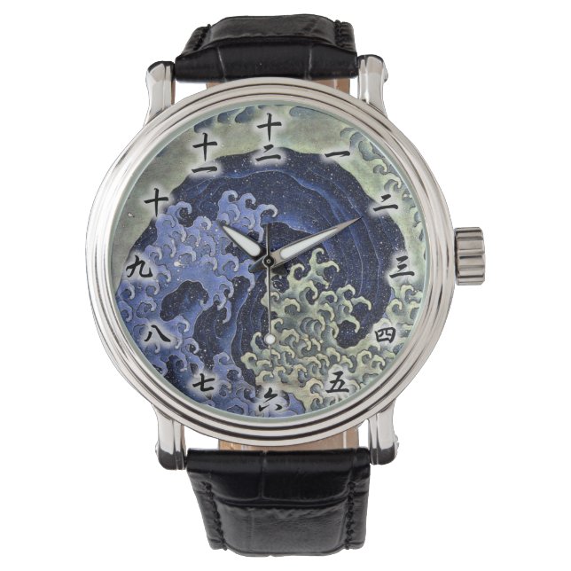 Reloj De Pulsera 北 斎 の 波, 北 斎 Hokusai Wave, Hokusai, Japón Art (Anverso)