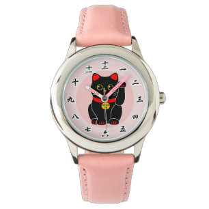 Reloj De Pulsera 招 き 猫(白), Manekineko B&W (gato suertudo, gato beck