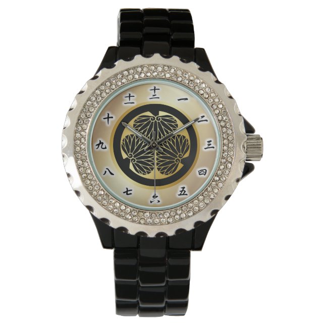 Reloj De Pulsera 紋 川 徳, Tokugawa KAMON, cresta familiar japonesa (Anverso)