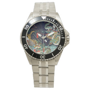 Reloj De Pulsera 虎 龍, 豊 国 Dragón y Tigre, Toyokuni, Ukiyo-e