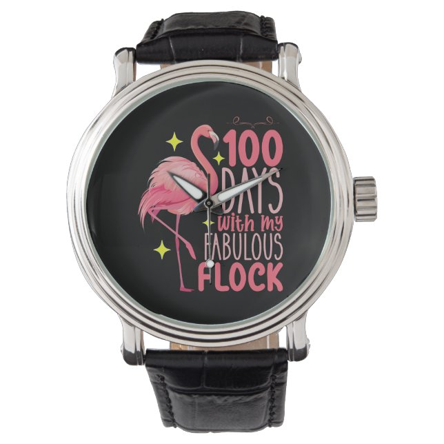 Reloj De Pulsera 100 Días Con Mi Fabulosa Escuela Flamingo (Anverso)