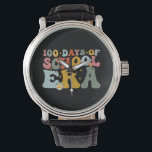 Reloj De Pulsera 100 Días De Escolaridad Niños Maestros Groovy De L<br><div class="desc">Retro 100º Día De Maestra Escolar Niño De 100 Días De Camiseta De La Era Escolar</div>