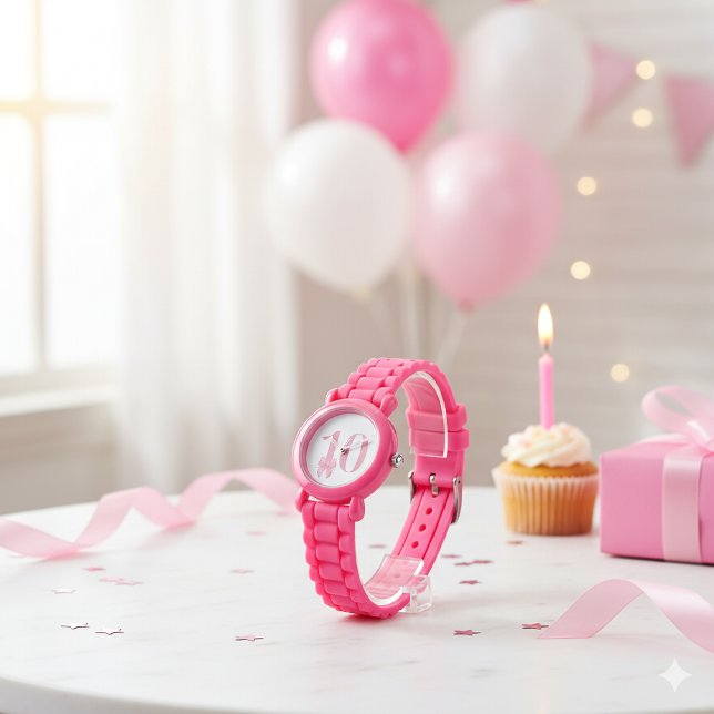 Reloj De Pulsera 10.ª Chica de cumpleaños, Pink Bow Watch (Subido por el creador)