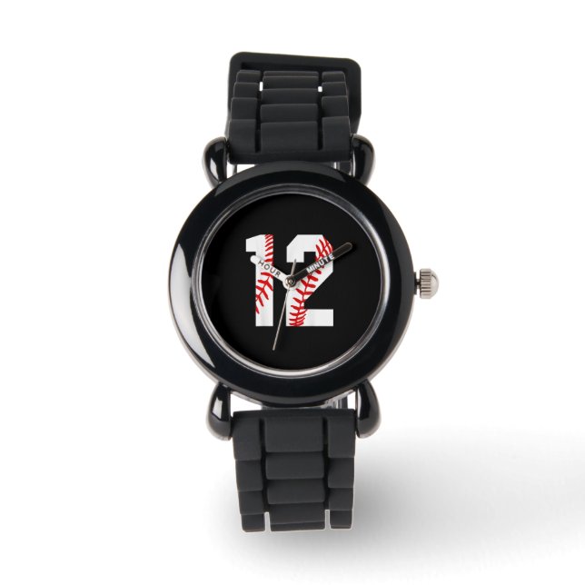 Reloj De Pulsera 12.º cumpleaños Béisbol Gran Número Doce (Anverso)
