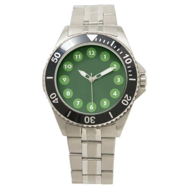 Reloj De Pulsera 12 puntos - Aguacate verde con verde oscuro (Anverso)