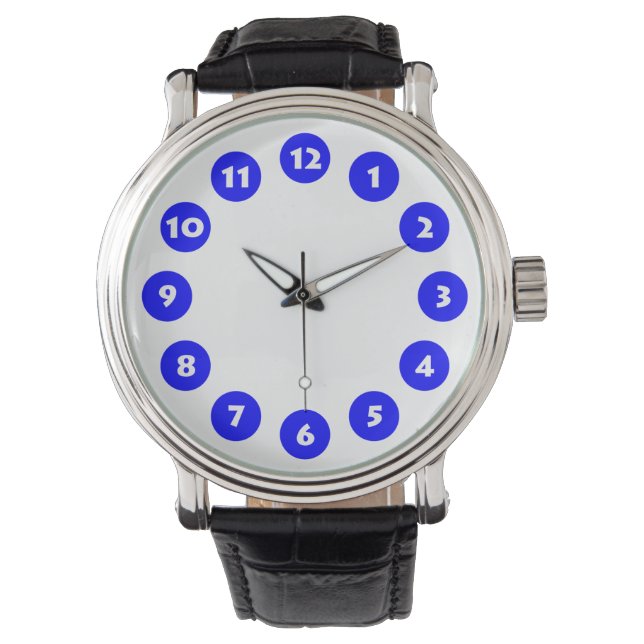 Reloj De Pulsera 12 puntos - azul sobre blanco (Anverso)
