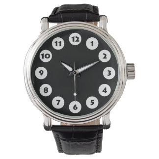 Reloj De Pulsera 12 puntos - blanco sobre negro