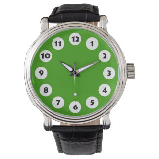 Reloj De Pulsera 12 puntos - Blanco sobre verde de hierba