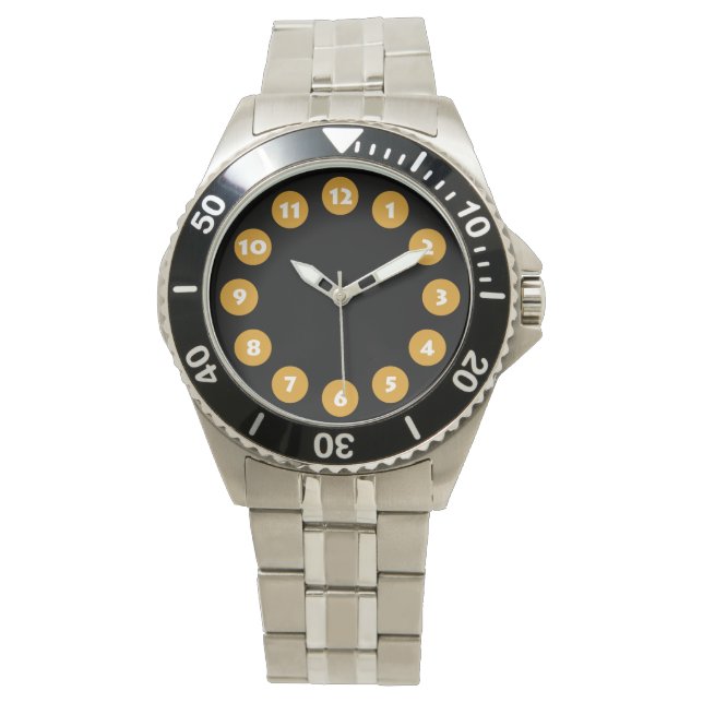 Reloj De Pulsera 12 puntos - Dorado con negro (Anverso)