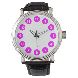 Reloj De Pulsera 12 puntos - Magenta sobre blanco