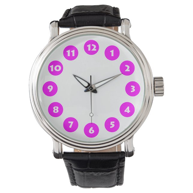 Reloj De Pulsera 12 puntos - Magenta sobre blanco (Anverso)