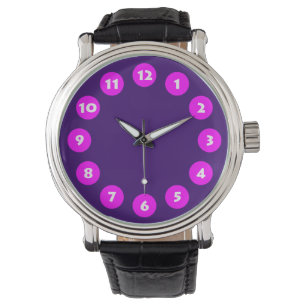Reloj De Pulsera 12 puntos - Magenta sobre púrpura profunda