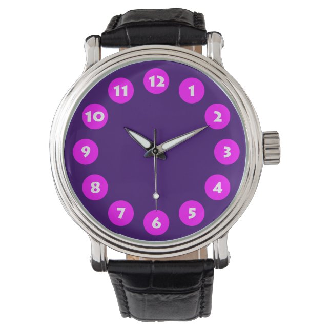 Reloj De Pulsera 12 puntos - Magenta sobre púrpura profunda (Anverso)