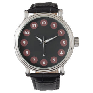 Reloj De Pulsera 12 puntos - Marrón en negro
