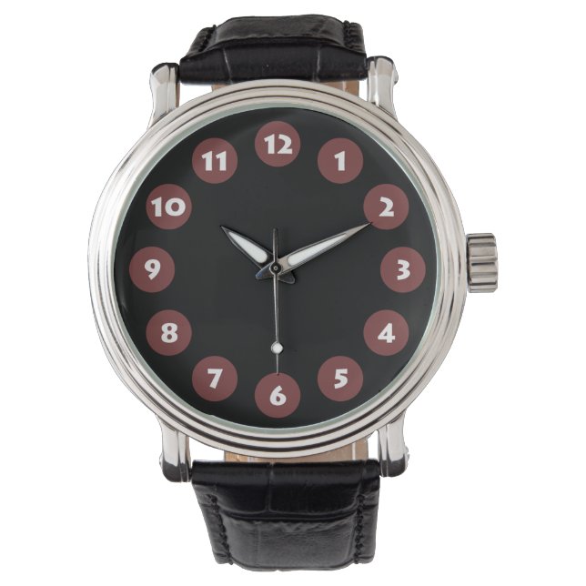 Reloj De Pulsera 12 puntos - Marrón en negro (Anverso)
