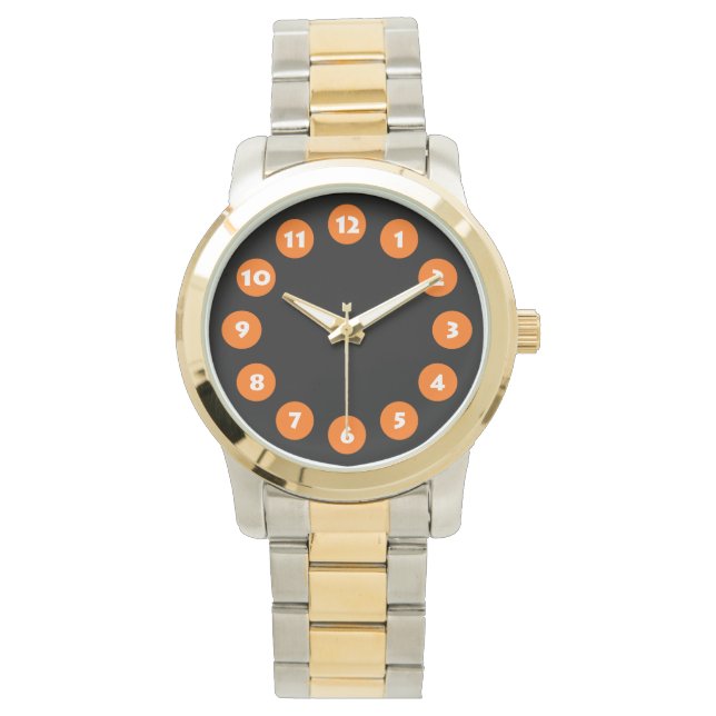 Reloj De Pulsera 12 puntos - Naranja en negro (Anverso)