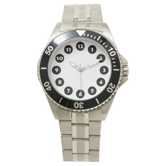 Reloj De Pulsera 12 puntos - negro sobre blanco (Anverso)