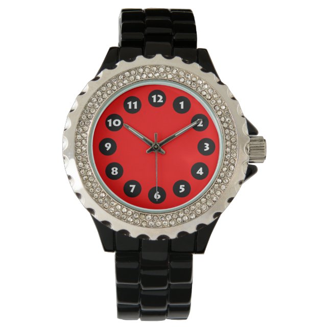 Reloj De Pulsera 12 puntos - Negro sobre rojo (Anverso)