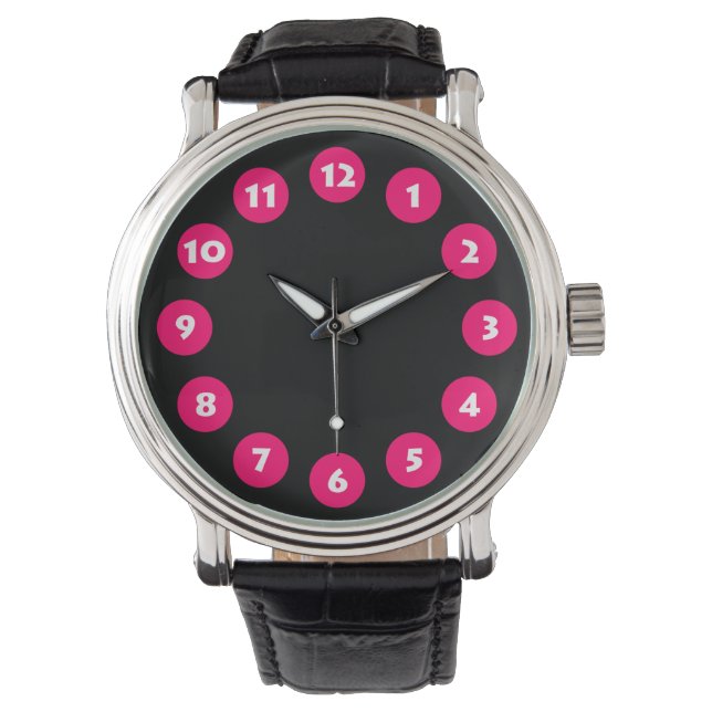 Reloj De Pulsera 12 puntos - Neon Rojo con Negro (Anverso)