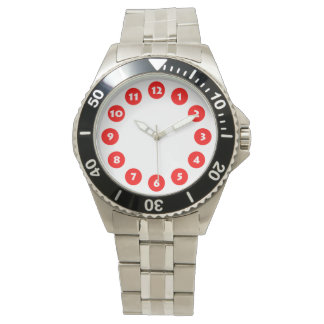 Reloj De Pulsera 12 puntos - rojo sobre blanco