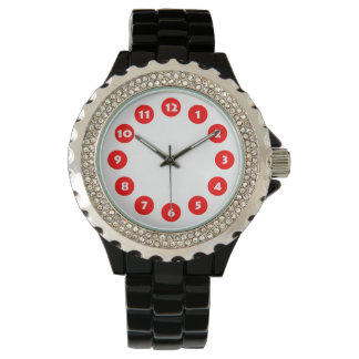 Reloj De Pulsera 12 puntos - rojo sobre blanco