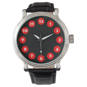 Reloj De Pulsera 12 puntos - rojo sobre negro