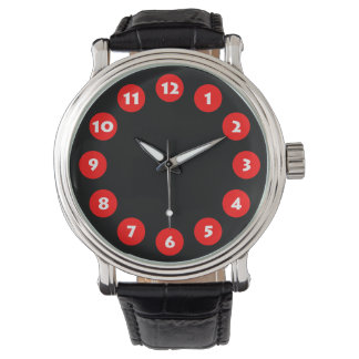 Reloj De Pulsera 12 puntos - rojo sobre negro