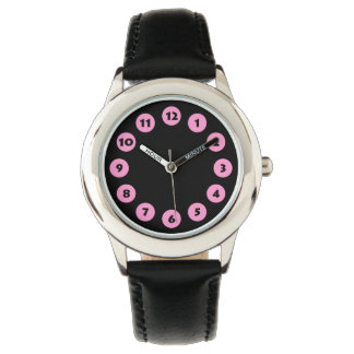 Reloj De Pulsera 12 puntos - Rosa en negro
