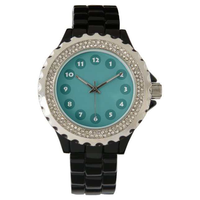 Reloj De Pulsera 12 Puntos - Tonos de Verde Azulado (Anverso)