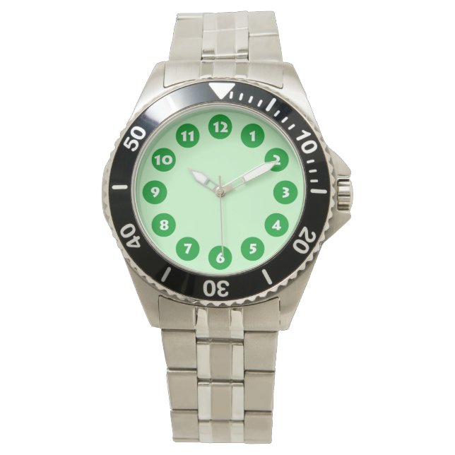 Reloj De Pulsera 12 puntos - Verde de hierba con menta pálida (Anverso)