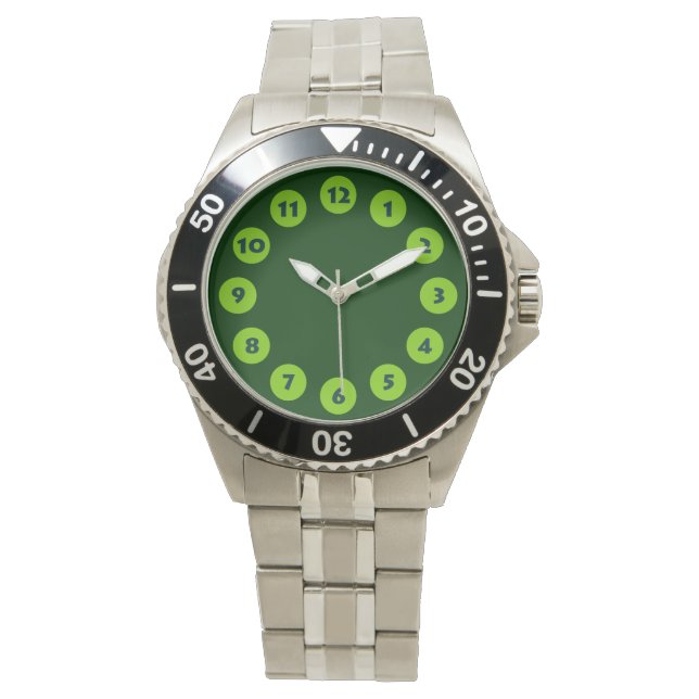 Reloj De Pulsera 12 puntos - Verde marciano con verde oscuro (Anverso)