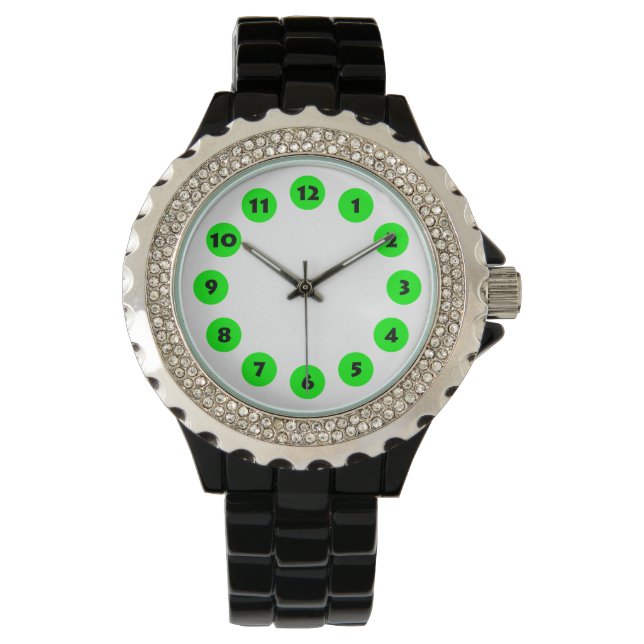Reloj De Pulsera 12 puntos - Verde sobre blanco (Anverso)