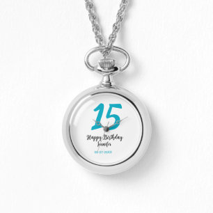 Reloj De Pulsera 15 años quiencenera añadir fecha año azul templ
