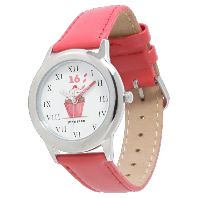 Reloj De Pulsera 16.º Cumpleaños Dulce Dieciséis Chicas Bonito Rosa (Angular)