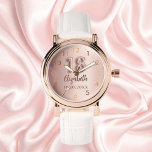 Reloj De Pulsera 18.º rosa de oro<br><div class="desc">Un regalo para un cumpleaños 18. Color de fondo de gradiente dorado subió. Añadir un nombre,  fecha</div>