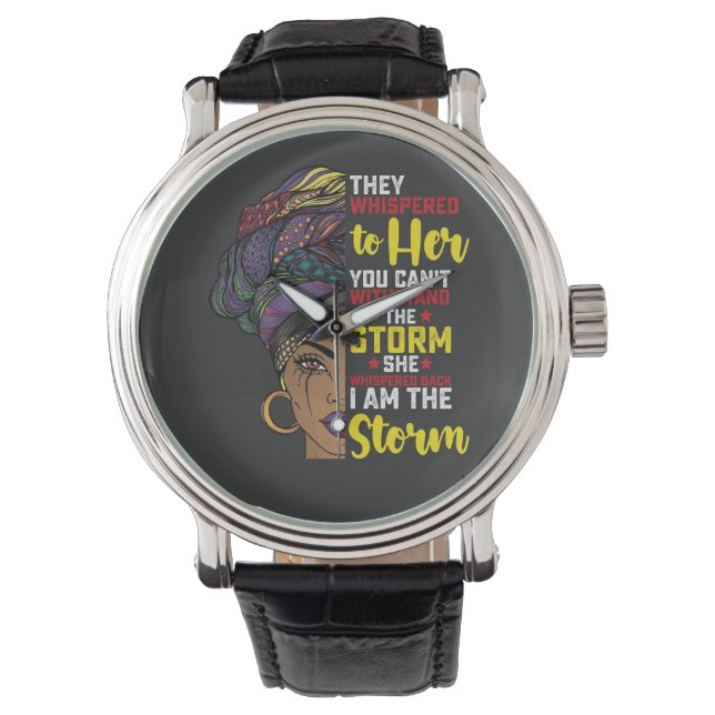 Reloj De Pulsera 19 De Junio Soy La Tormenta Melanin Chica Negro (Anverso)