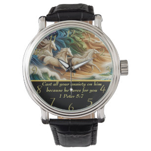Reloj De Pulsera 1 Pedro 5:7 cascadas en el valle