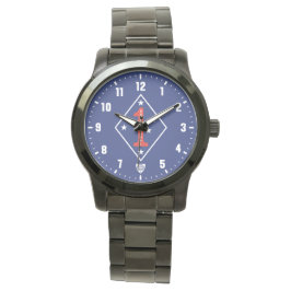 Reloj De Pulsera 1st Marine Division Veteran Black Stainless Steel