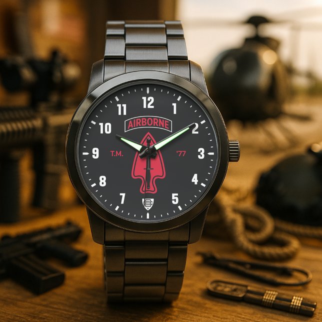 Reloj De Pulsera 1st SFOD-D "Delta Force" Commemorative Custom (1st SFOD-D "Delta Force" Commemorative Black Personalized Stainless Steel Watch )