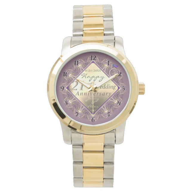 Reloj De Pulsera 21° Aniversario Boda Brass Watch (Anverso)