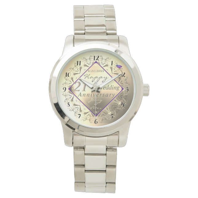 Reloj De Pulsera 21° Aniversario Boda Brass Watch (Anverso)