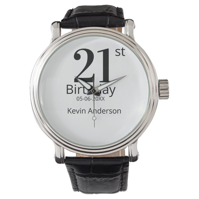 Reloj De Pulsera 21st birthday bold letter name date simple man boy (Anverso)