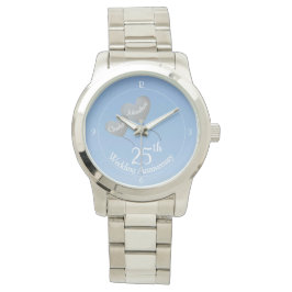 Reloj De Pulsera 25.º Boda Aniversario Globo de plata