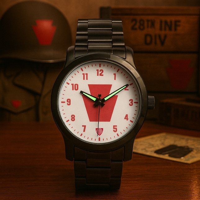 Reloj De Pulsera 28.ª División de Infantería "Bloody Bucket" Negro (28th Infantry Division Bloody Bucket Tribute Black Stainless Steel Watch)