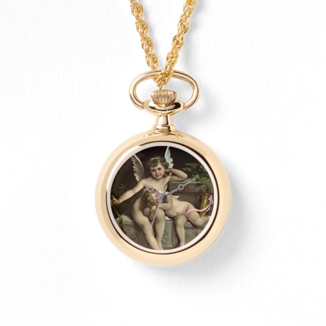 Reloj De Pulsera 2 cupidos retro sentados (Anverso)